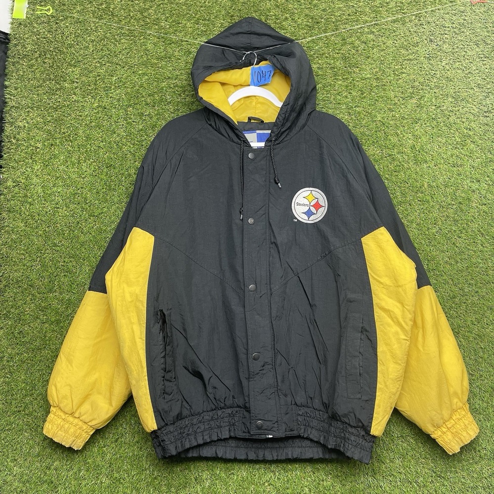 Vintage Pittsburgh Steelers Jacket Mens XL NFL Game Day Windbreaker Full Zip